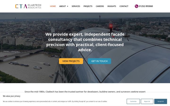 Screenshot of cladtech.co.uk