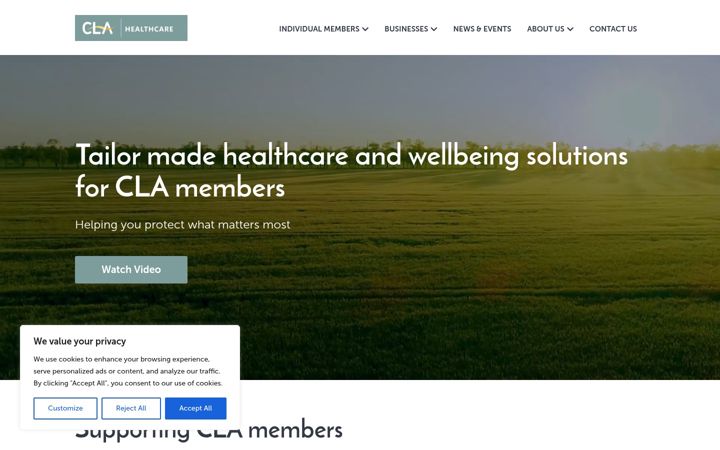 Screenshot of clahealthcare.co.uk