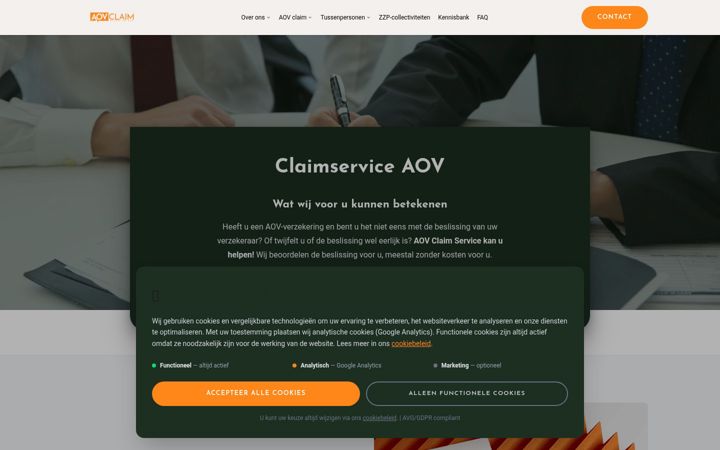 Screenshot of claim-aov.nl