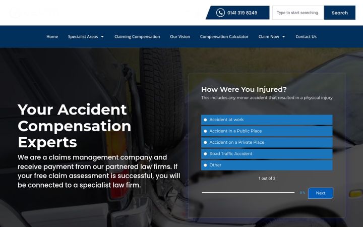 Screenshot of claim-solutions-scotland.co.uk