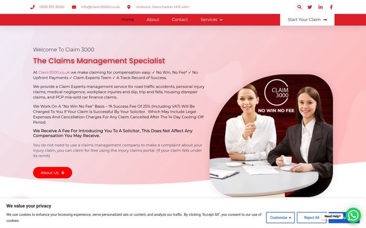 Screenshot of claim3000.co.uk