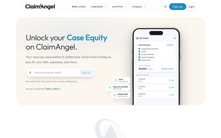 Screenshot of claimangel.com