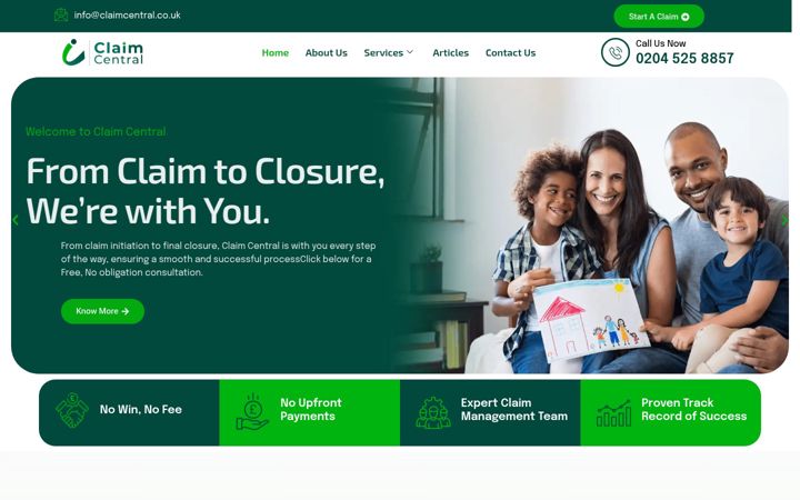 Screenshot of claimcentral.co.uk