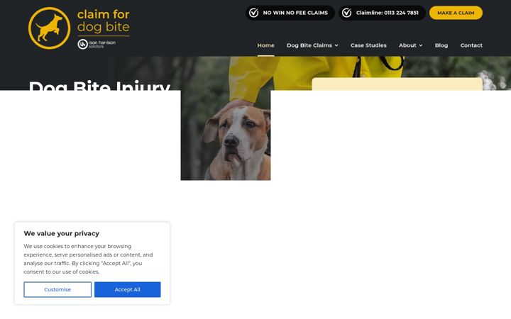 Screenshot of claimfordogbite.co.uk
