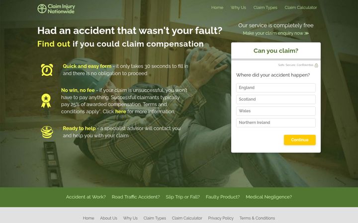 Screenshot of claiminjurynationwide.co.uk