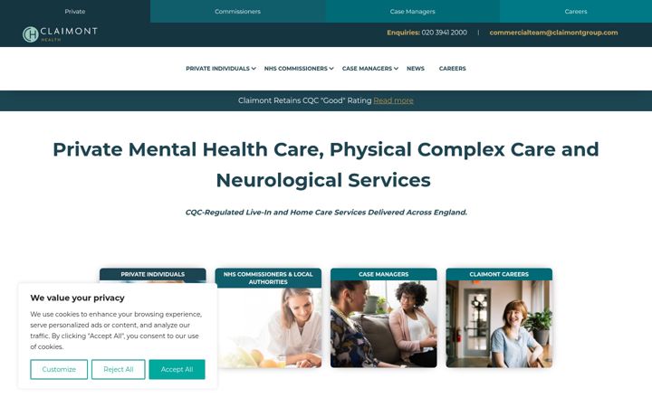 Snímek obrazovky claimonthealth.co.uk