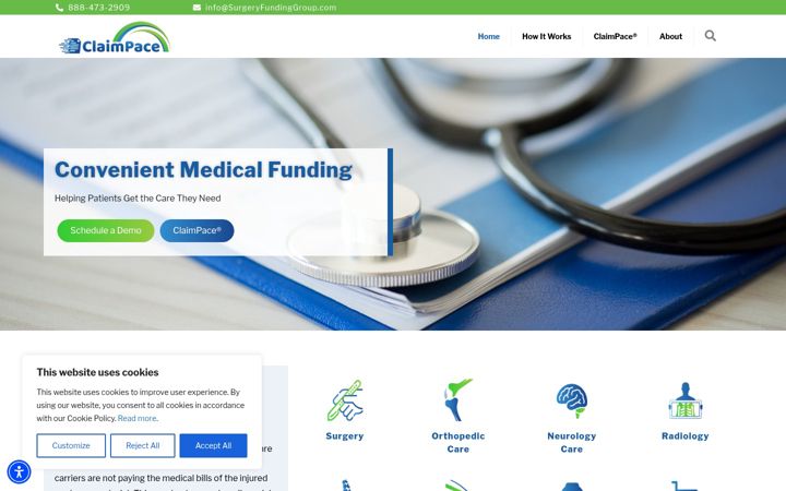 Screenshot of claimpace.com