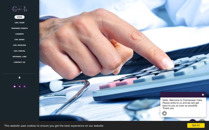 Screenshot of claimpowerindiamedicalbilling.com