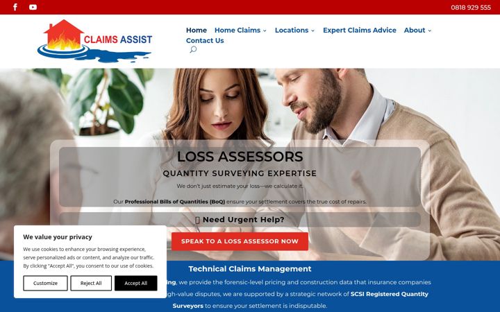 Capture d'écran de claims-assist.ie