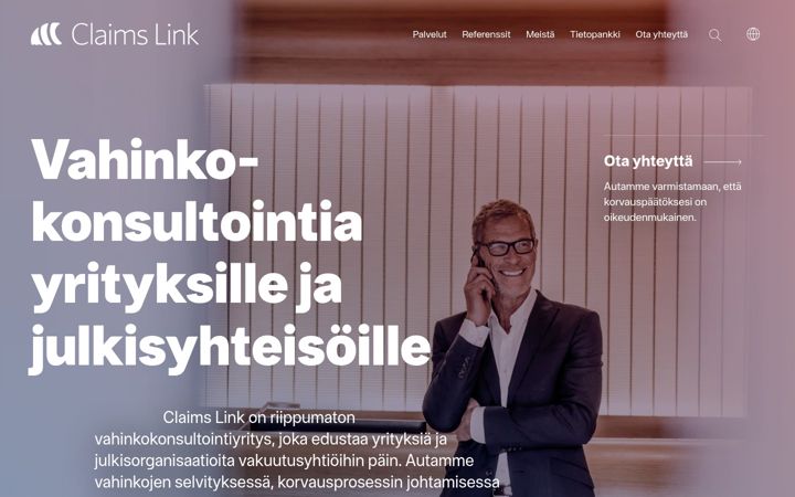 Screenshot von claimslink.fi