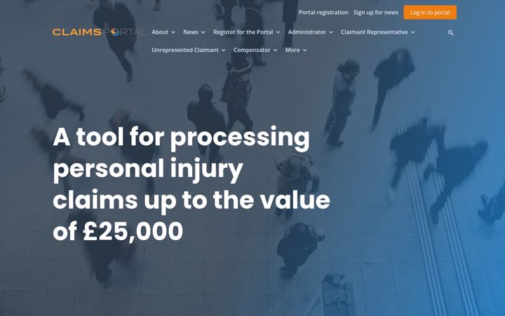 Screenshot of claimsportal.org.uk