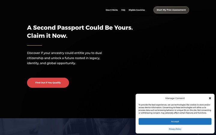 Screenshot van claimyourbirthright.org