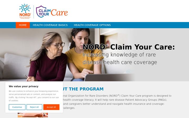 Screenshot van claimyourcare.org