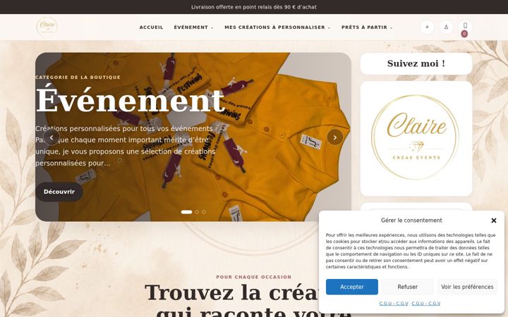 Snímek obrazovky claire-creas-events.fr