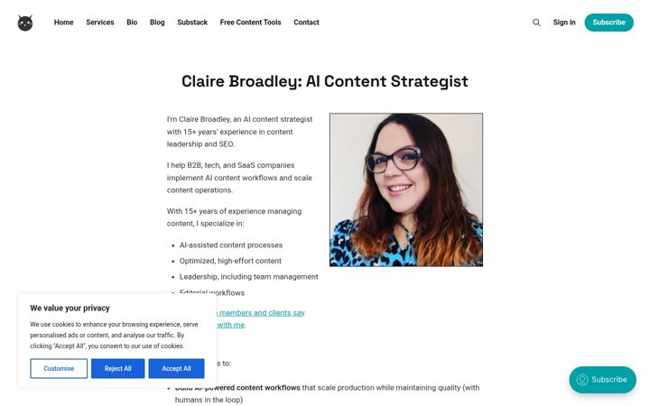Screenshot of clairebroadley.com