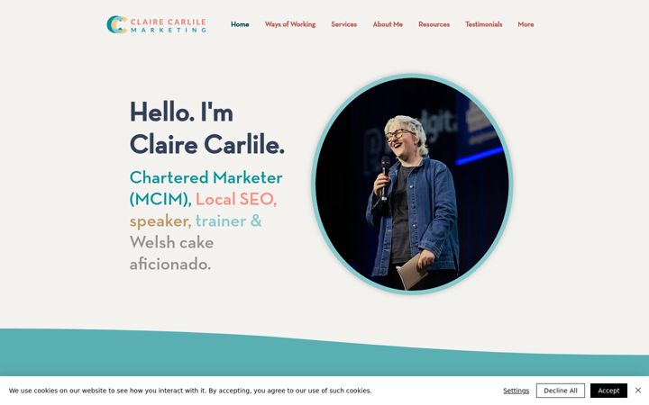 Screenshot of clairecarlilemarketing.com