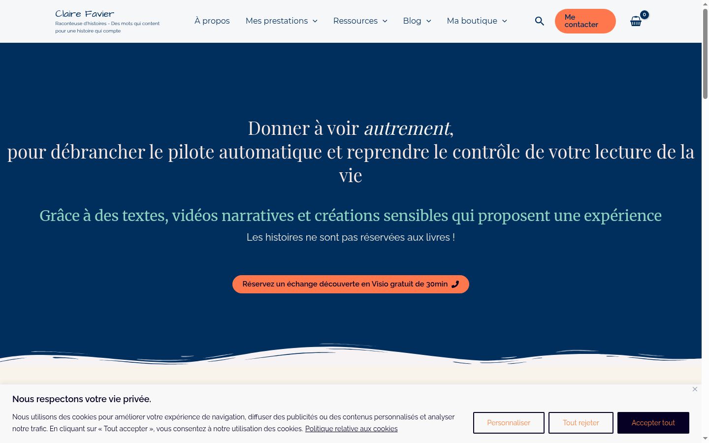 Capture d'écran de la bannière de consentement affichée avant toute interaction