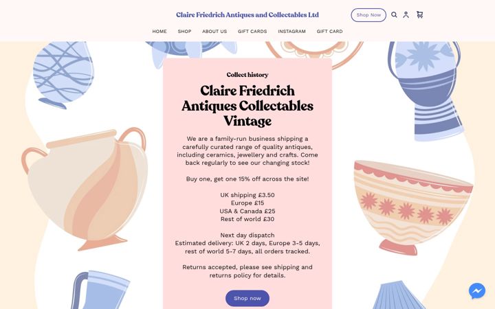 Screenshot von clairefriedrichantiques.co.uk