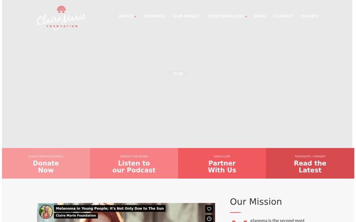 Screenshot van clairemariefoundation.org
