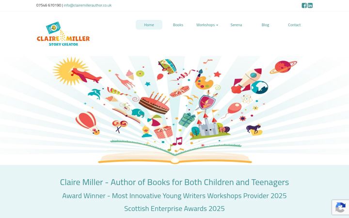 Screenshot of clairemillerauthor.co.uk