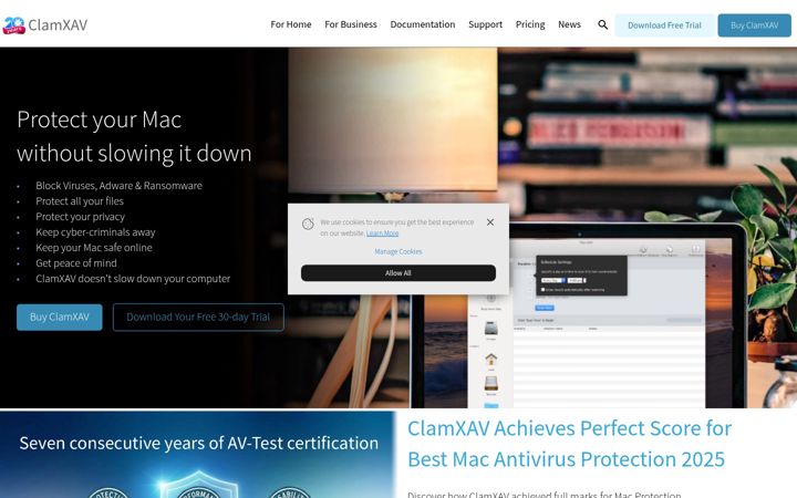 Screenshot ta' clamxav.com