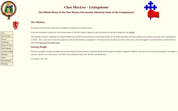 Screenshot of clanlivingstone.info