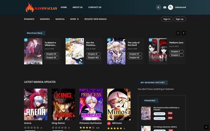 Screenshot of clanmanhwa.com