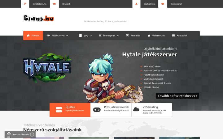 Screenshot stránky clans.hu