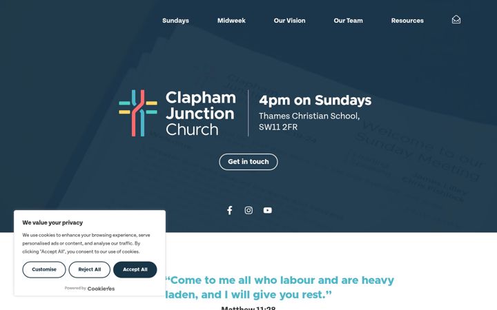 Screenshot of claphamjunction.church