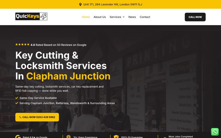 Screenshot of claphamjunctionkeys.co.uk