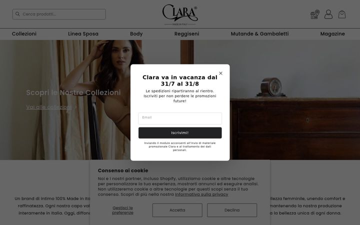 Screenshot of clara-intimo.it