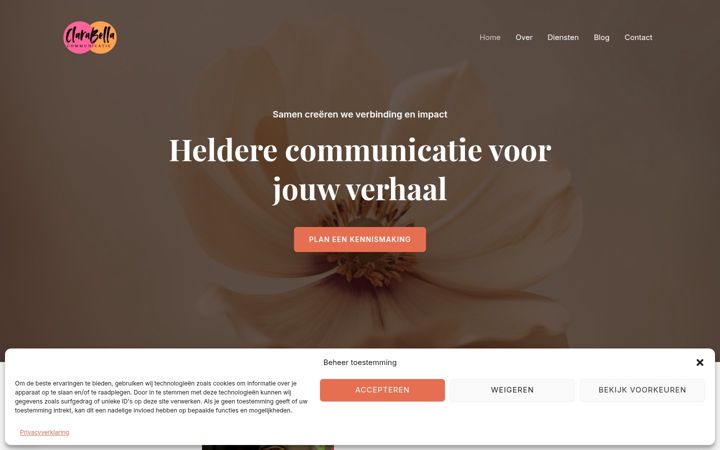 Screenshot of clarabellacommunicatie.nl