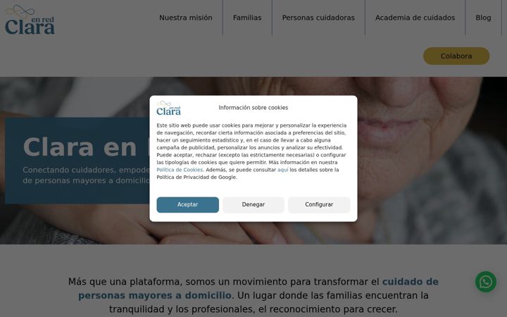 Screenshot van claraenred.org