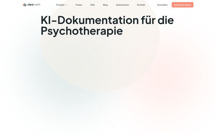 Skjermbilde av clarahealth.de