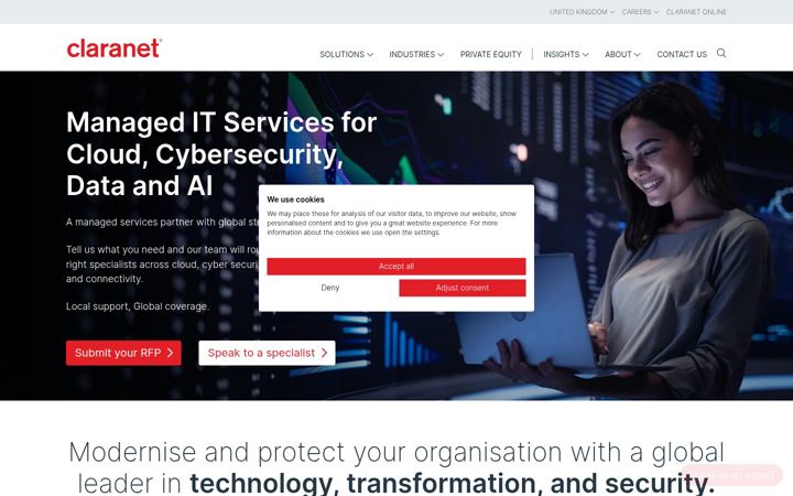 Screenshot of claranet.co.uk