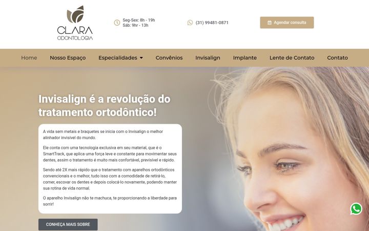 Screenshot van claraodontologia.com.br