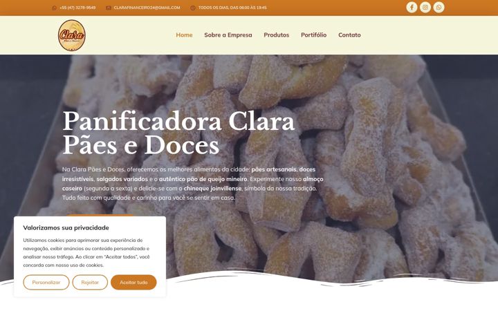 Screenshot του clarapanificadora.com.br