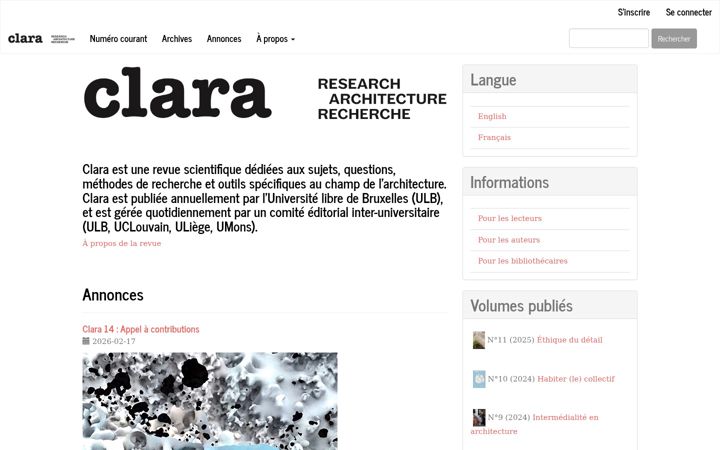 Screenshot of clararevue.ulb.be