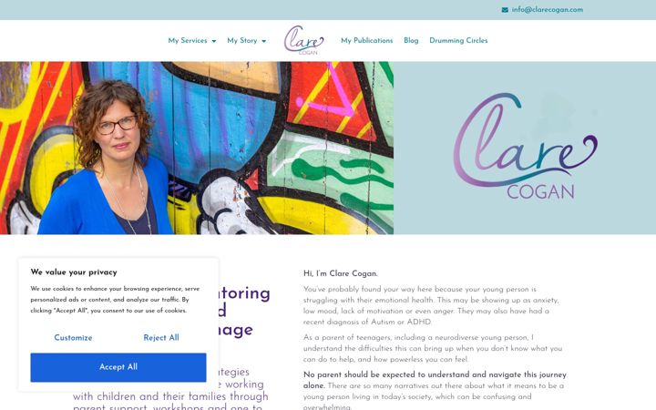 Screenshot of clarecogan.com