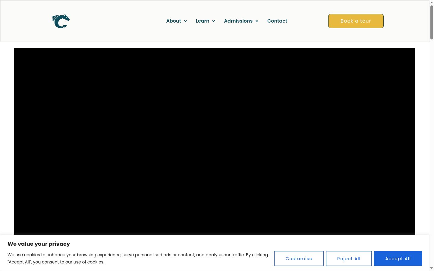 Skärmbild av samtyckesbannern som visades före någon interaktion
