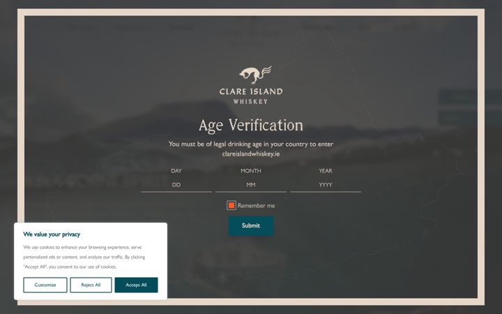 Capture d'écran de clareislandwhiskey.ie