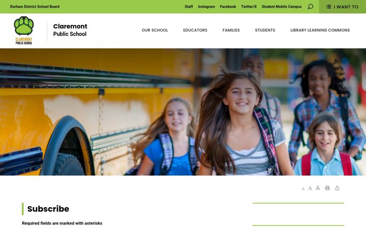 Ekraanipilt saidist claremont-subscribe.ddsb.ca