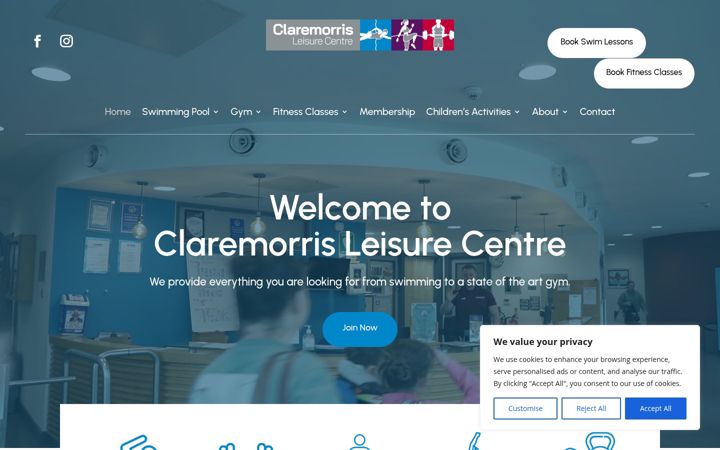 Capture d'écran de claremorrisleisurecentre.ie