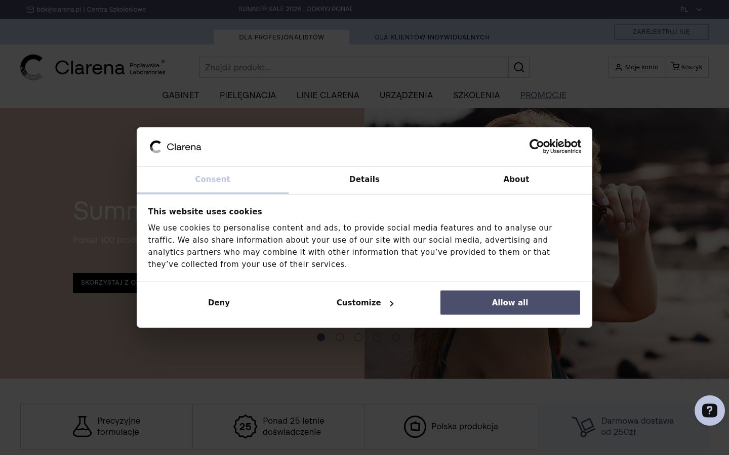 Snímka obrazovky banera súhlasu zobrazeného pred akoukoľvek interakciou