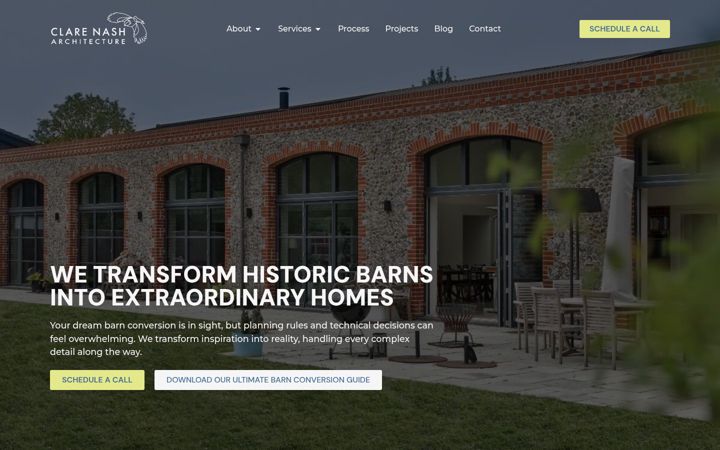Screenshot of clarenasharchitecture.co.uk