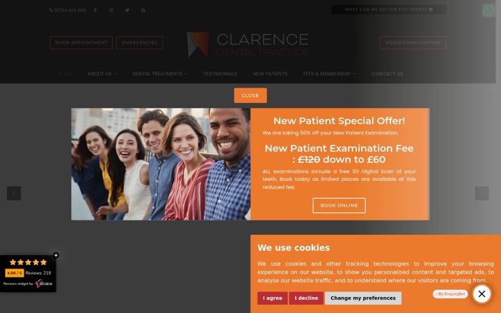 Screenshot του clarencedentalpractice.co.uk