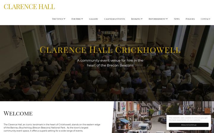 Screenshot of clarencehallcrickhowell.org.uk