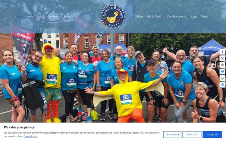 Screenshot of clarencerunners.com