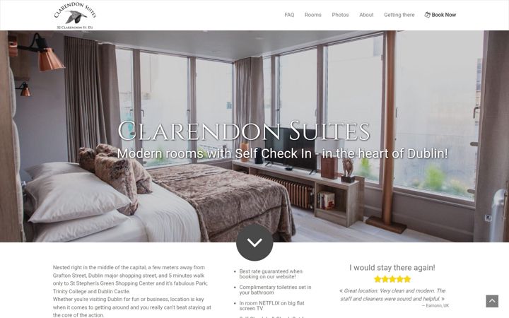 Skjermbilde av clarendonsuites.ie