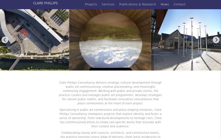 Screenshot van clarephillips.org